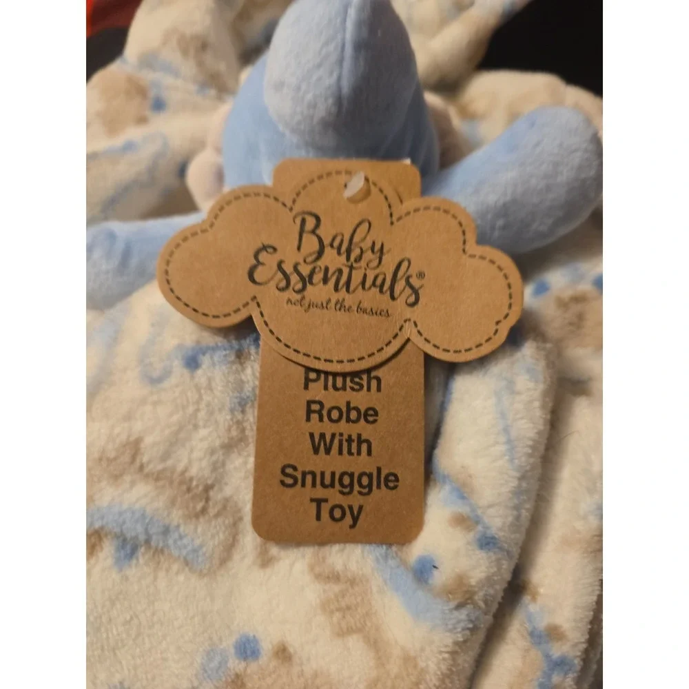 Baby Essentials Baby Boys Plush Robe With Snuggle Toy 0-9 Months